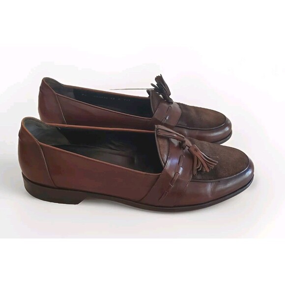 Bragano Cole Haan Dress Loafer Mens 13 Brown Leather Suede Tassel Cap Vintage main image 10